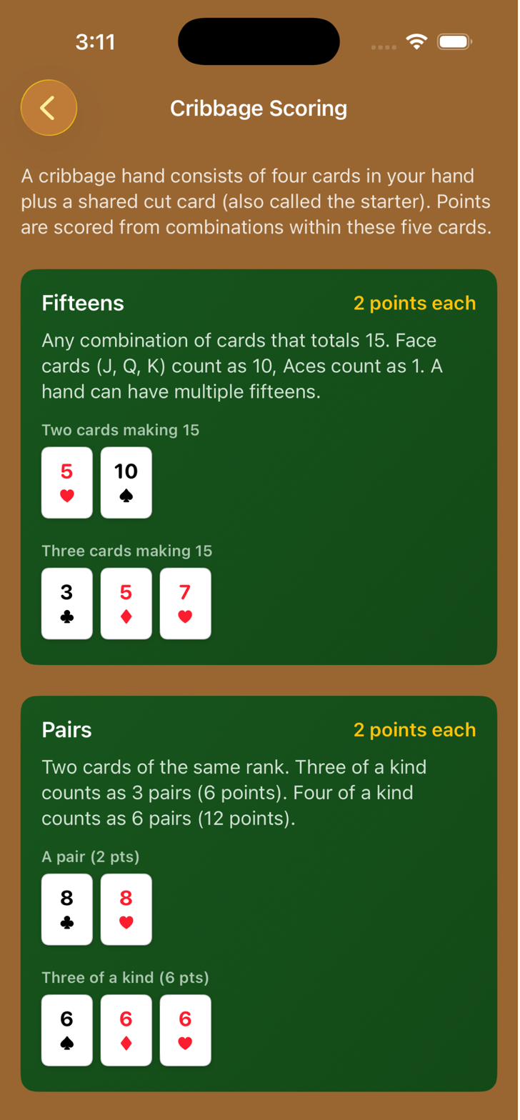 CribVision — cribbage scoring guide